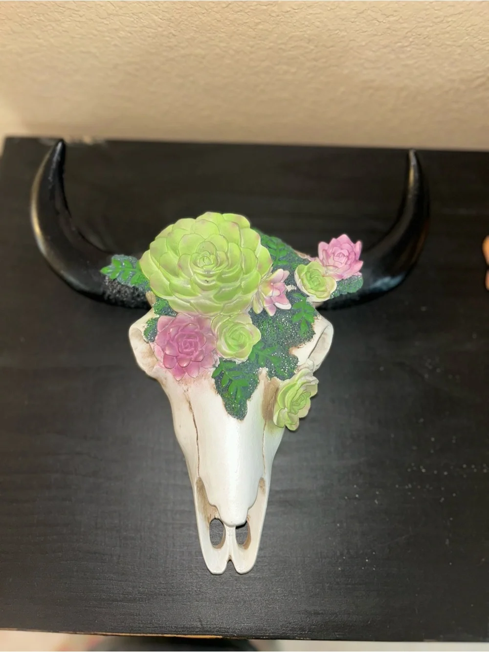 Western Faux Steer Skull Floral Wall Hanger Succulent Flower Accent desert chic